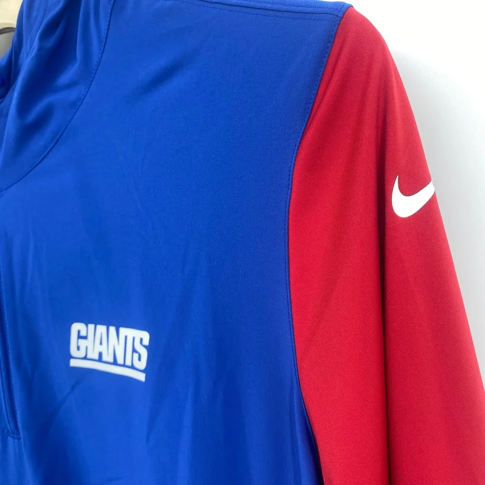 Nike New York Giants Hoodie Mens 2XL Blue Red Quarter Zip NFL Windbreaker Jacket